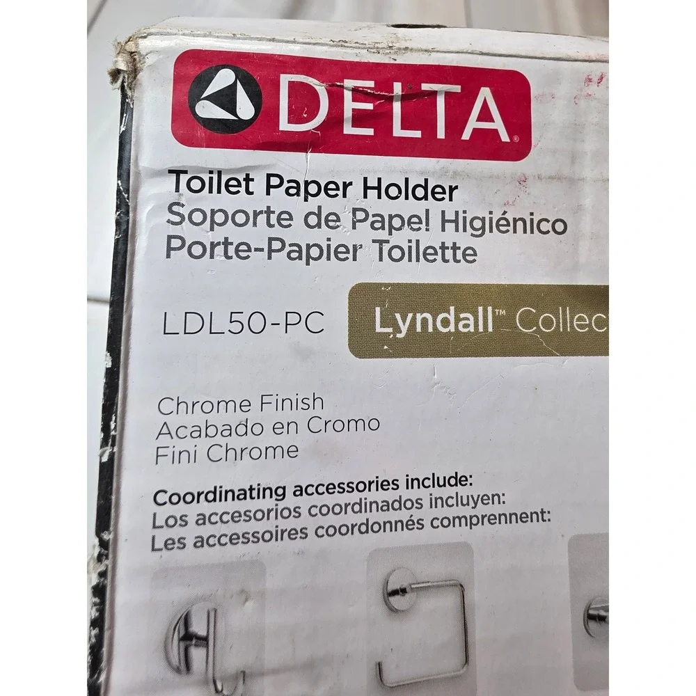Delta Lyndall Chrome‎ Toilet Paper Holder Wall Mount LDL50-PC Quick Click New F1